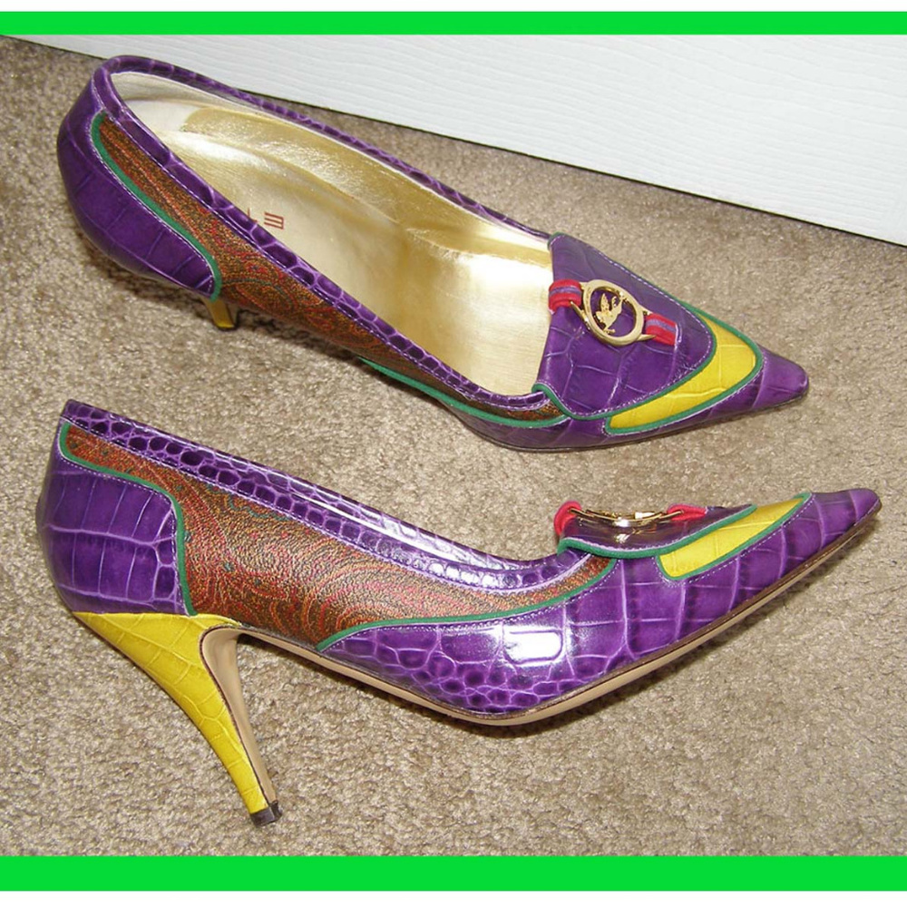 Stunning Etro paisley & croc embossed pumps 8.5